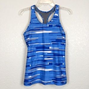 Nike Dri Fit women Athletic Racerback Small Tank blue stripes